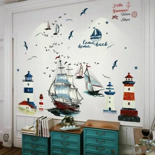 Sailing boat Ship Wall Stickers Wall Living Room Bedroom Home Mural Decor Hot