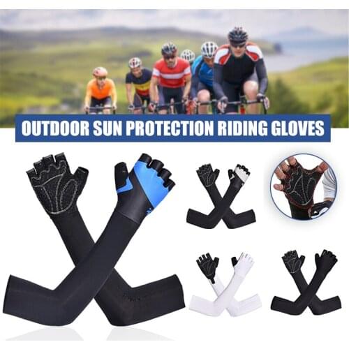 New 1 Pair UV Protection Arm Sleeves Women Summer Ice Cool Arm Cover for Cycling Running Fishing Climbing Driving N66