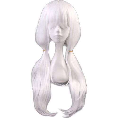 Danganronpa Angie Yonaga Women White Long Wig Cosplay Costume Dangan Ronpa V3 Killing Harmony Heat Resistant Synthetic Hair Wigs