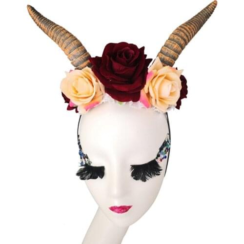 Animal Devil Horn Headband Kids Adults Boy Girl Cosplay Headwear Halloween Birthday Party Gift Rose Hair Accessories Gothic