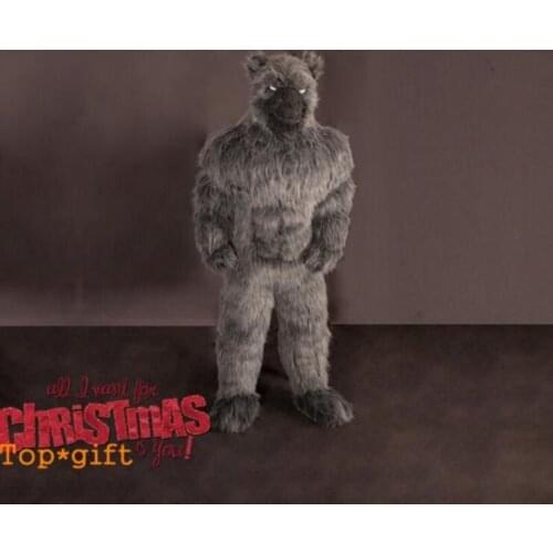 Christmas Long Fur Inflatable Werewolf Mascot Costume Black Wolf Party Dress New Event Unisex Cartoon Apparel Cosplay Halloween