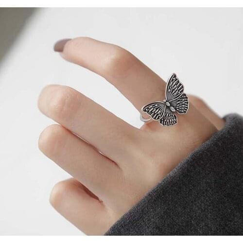 Sasusp Vintage Hollow Butterfly Rings For Women Adjustable Rings Wedding Party Statement Jewelry Christmas Gift