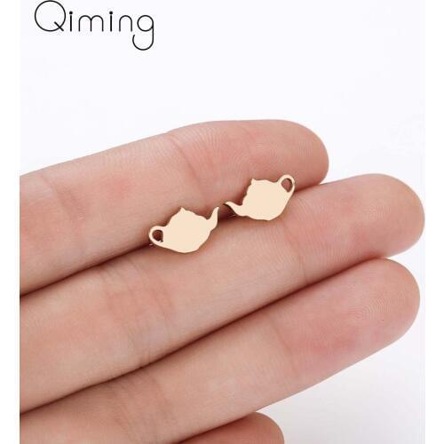 Cute Chinese Teapot Stud Earrings for Women Kids Traditional Tea Piercing Tiny Earring Fashion Jewelry Party Birthday Gift