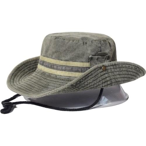 Fishing Hiking Sun Hat Men Women Boonie Hat Wide Brim Bucket Hat Outdoor Safari Summer Cap Cotton Bucket Hat