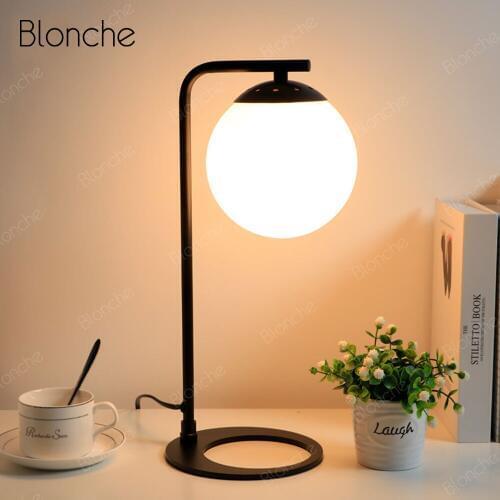 Modern LED Table Lamp Glass Ball Desk Light Nordic Indoor Lighting Fixtures Bed Lamp Living Room Bedroom Study Decor Luminaire
