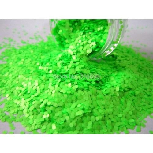 Solvent Resistant Glitter Neon Green Glitter 1mm Circles Glitter Frankening Nail Polish Supply