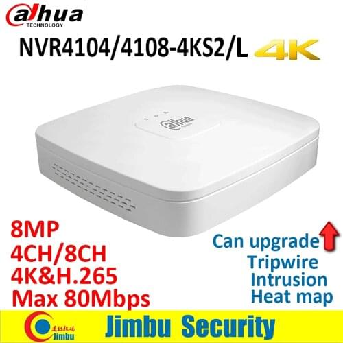 Dahua NVR video recorder NVR4104-4KS2 NVR4108-4KS2 4K&H.265 Up to 8MP Resolution Heat map people counting Intrusion tripwire