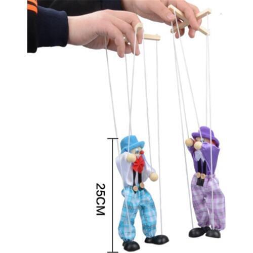 Vintage Traditions Classic Toy 25cm Muppets Baby Toys Hand Finger Puppets Clown Wooden Marionette Toy Joint Activity Doll