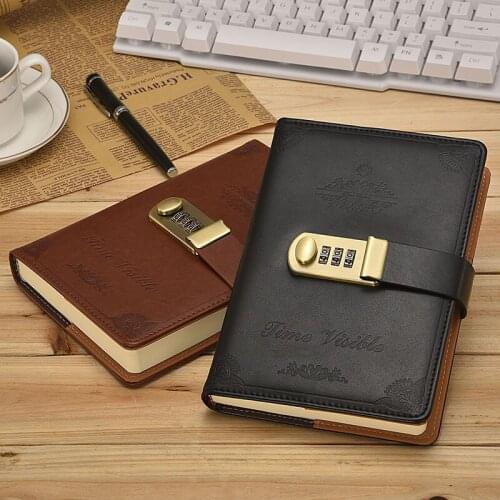 Vintage Notebook B6 Password Book with Lock Creative School Office Supplies Stationery Personal Diary Journal Cover Planner
