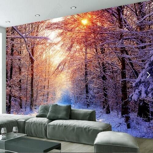 Winte Snow Sunshine Tree HD Photo Wallpaper Sofa TV Background Murals Wall Art Decor Abstract Wall Paper Rolls 3D Custom Size