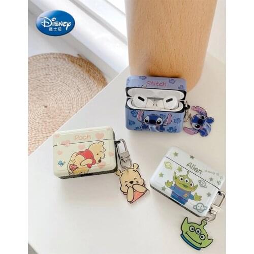 Cartoon cute Creative Pooh Stitch airpods pro protective cover cute apple 1 2 pro generation Square bluetooth headset cover case