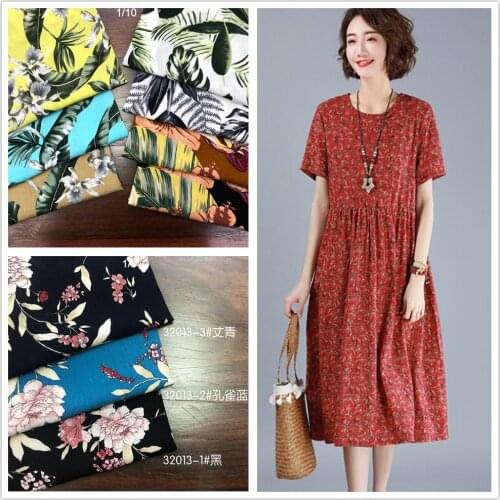 Plant fine printing fabric 30 thread rayon crepe dress casual wear fabric
