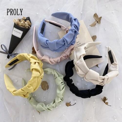 PROLY New Fashion Women Hairband Classic Wide Side Headband Flower Pleated Hairband Casual Hair Accessories Turban Wholesale