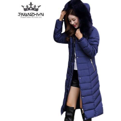 Winter Down Jacket Coat 2019 Korea Fashion Long Thickening Down Cotton-padded Jacket Hooded Slim Big Yards Warm Women Clothing