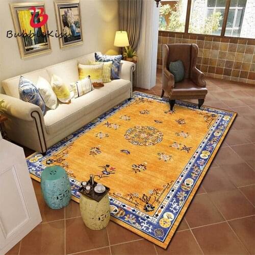 Bubble Kiss Court Gold Carpet for Home Living Room Thickened Retro Flowers Pattern Bedroom Rug Sofa Entrance Decoration Door Mat