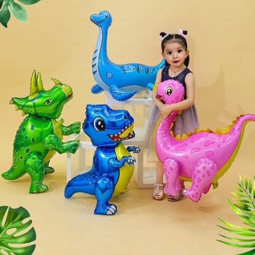 1pc Large 4D Dinosaur Foil Balloons Green Dinosaur Standing Dragon Birthday Party Decorations Kids Supplies Boy Toys Air Globos