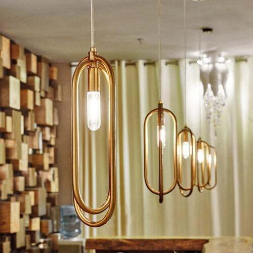 1PC postmodern minimalist stainless steel ring gold Pendant Light creative personality bar club restaurant Pendant Lamp CL FG287