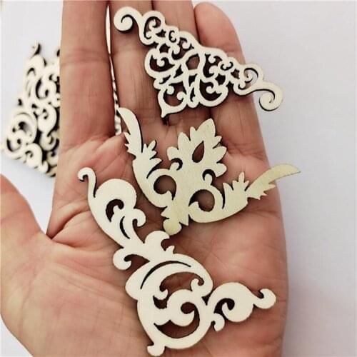 10PCS Wood Discs Slices Flower Shape Unfinished Wooden Cutouts Craft DIY Decoration