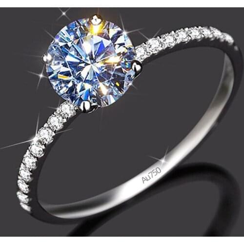 18K Au750 White Gold Women Ring Moissanite Diamonds 1 2 3 4 5 Carat Round Wedding Party Engagement Anniversary Ring Classic