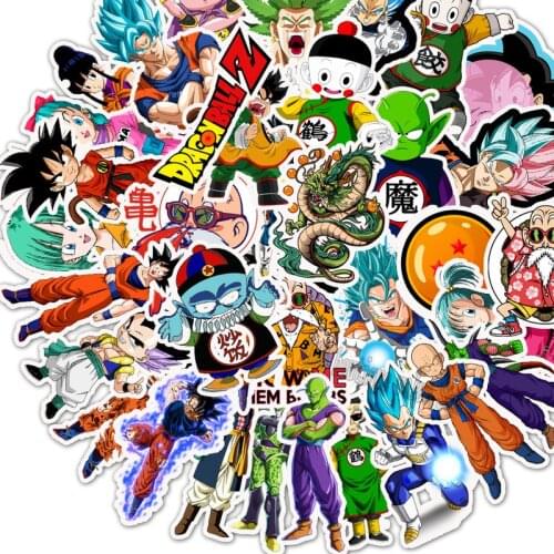 2021 Dragon Ball Son Goku Graffiti Stickers Anime Cartoon Cute Style Japan Anime DIY Waterproof Stickers Laptop Cartoon Sticker
