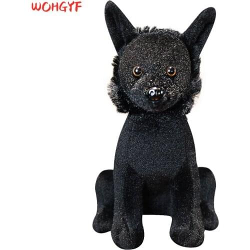 22cm plush little black dog doll Simulation dog stuffed animal toys super Realistic dog toy for dog lover luxury home decor pet