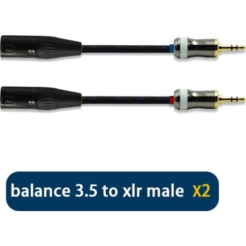 3 Pin daul XLR male to jack 3.5 male trs balanced double 2x 3.5 mm cable for PHA-3 Pono Player T1121 MUC-B12BL1 M12SB1