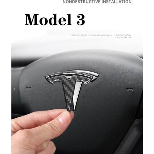 3PCS Custom Cut Graphics Logo Decal Wrap for Tesla Model 3 Auto Steering Wheel Patch Deco