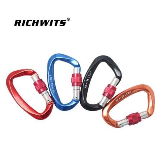 4PCS 25KN Aluminum Carabiner D-shaped Spring Hook Rock Climbing Hiking Quick Hang Skydiving Fitness Hammock Buckle Safety Hook