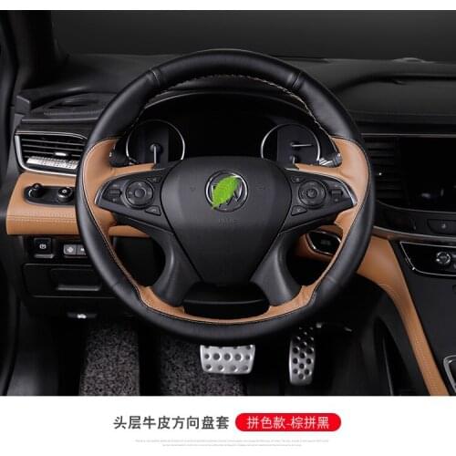 DIY Steering Wheel Cover for Buick Lacrosse Special Interior Leather Hand Stitched Grip Cover car accessories