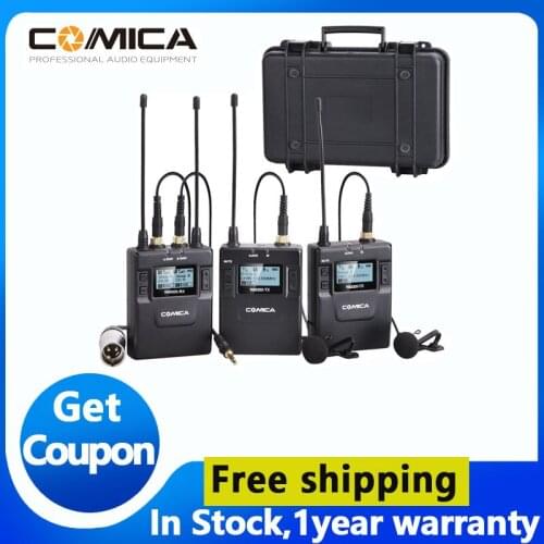 Comica CVM-WM300 96-kanał UHF bezprzewodowy Lavalier Lapel system mikrofonowy dla aparat canon nikon dslr, XLR kamery, smartfony