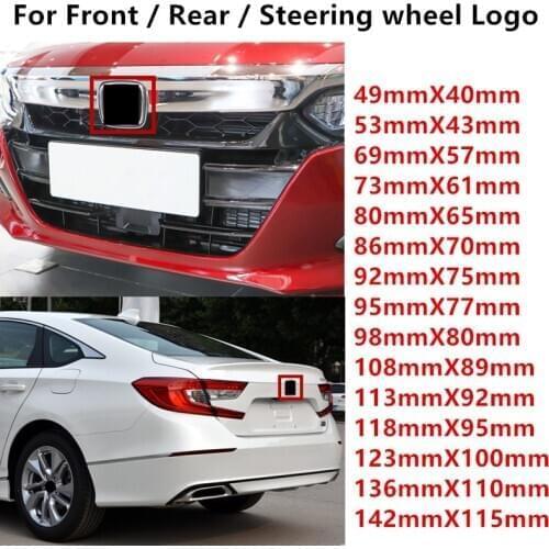 Black Silver Red 3D H Logo Car Front Head Hood Bonnet Emblem Rear Tail Bumper Trunk Boot Mark Badge Auto Steering wheel sticker