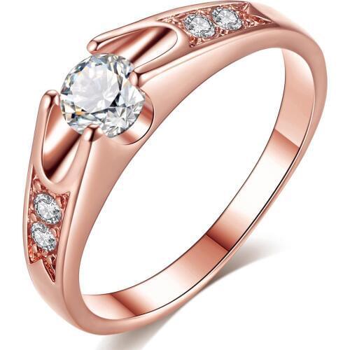 Fashion Luxury female Gold Concise Classical Crystal natural stone Wedding Engagement Ring C18