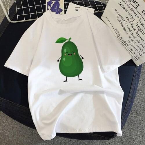 Cartoon Avocado women summer t-shirt Funny Printed short sleeve t-shirt Kawaii Cartoon Graphic Tshirts Girls Tops Tees Female