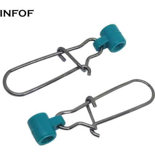 INFOF 50pcs Braid-Friendly Sinker Slides with #8 Duolock Snap High-strength Stainless Steel Snaps Fishing Connectors