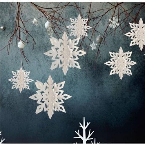 6PCS 3D Multicolor Snowflake Shape Paper Garland Hanging Ornaments For Home New Year Christmas Wedding Party Decoration Supplies