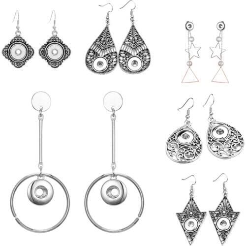 Fashion Interchangeable Crystal 003 Earring Fit 12mm Snap Button Earring For Women Christmas Gfit Charm Jewelry