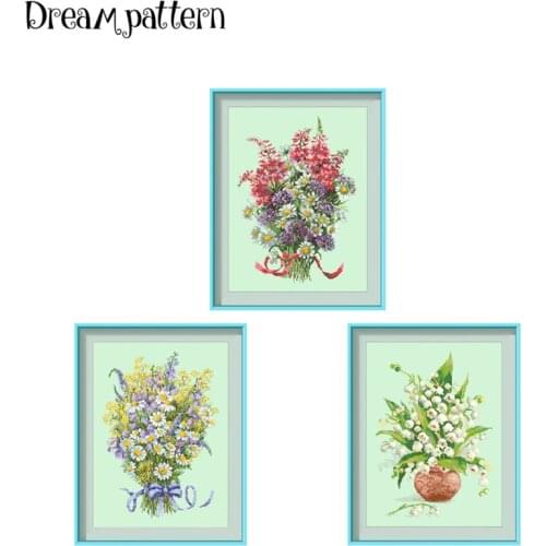 Lily of the Valley daisy cross stitch package 18ct 14ct 11ct light green cloth cotton thread embroidery DIY handmade needlework