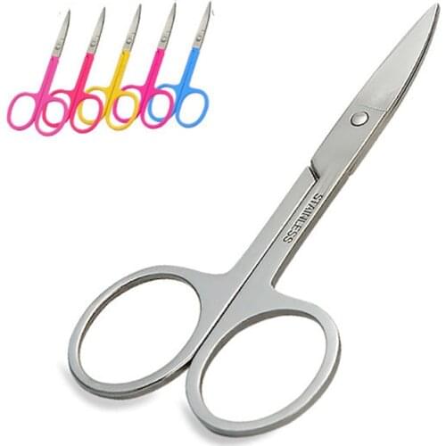 Stainless Steel Eyebrow Trimmer Scissor Bend Head Eyebrow Trimmer Nose Hair Trimming Scissor Beauty Tools Tailor Scissor E1172