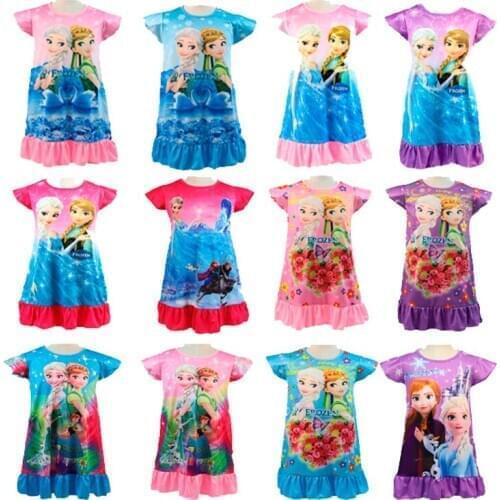 New Frozen 2 anna elsa Princess Children Summer Dresses 3D Printed Dress For Girl Nightgowns Kids Nightdress Baby Sleepwear