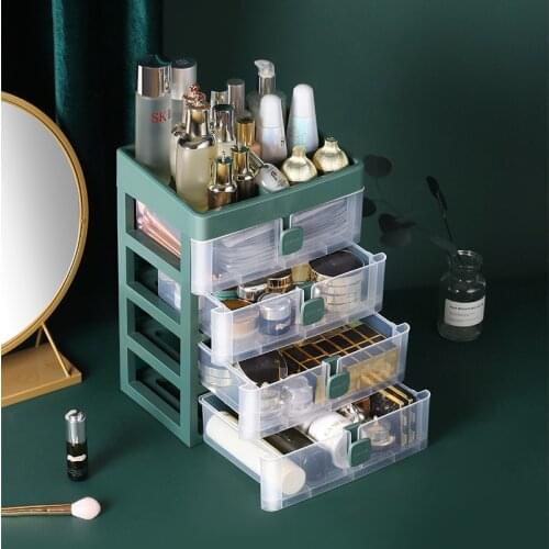 Transparent Cosmetic Storage Box Makeup Drawer Organizer Jewelry Nail Polish Make Up Container Desktop Beauty Storage Case