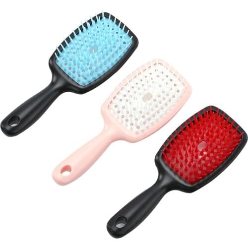 Hollowing Comb Dry Wet Dual Hairbrush Relaxing Scalp Massage Salon Barber Hair Straightening Brush DIY Hairdressing Tool