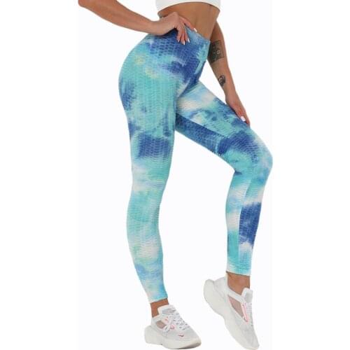 High Waist Yoga Pants Women Workout Leggings Sport Women Fitness Jogging Pants Stretchy Honeycomb Tights Ink Jacquard Outfits
