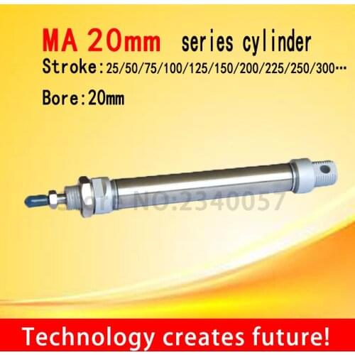 High quality MA stainless steel mini cylinder MA20x25/50/75/100/125/150/175/200/225/250/300 Bore20mm