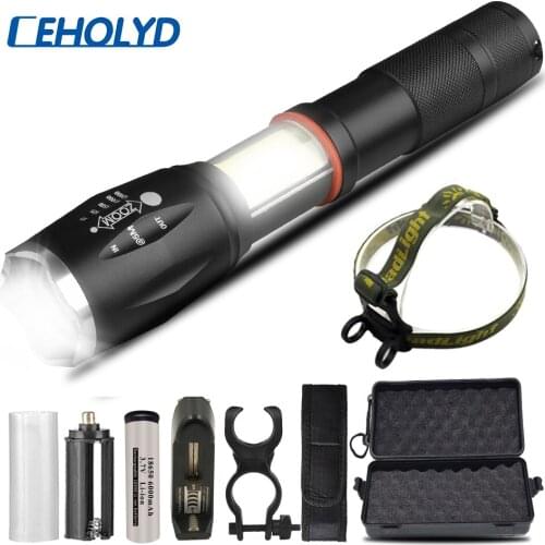 XM-L2 U3 T6 COB Led Flashlight Torch Power 18650 or AAA Battery Zoom Waterproof Bulb Lantern for Hunting Cycling Camping Light