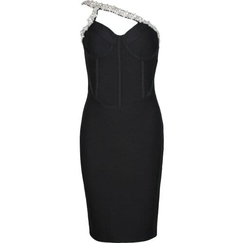 2021 New Summer Bodycon Bandage Dress Womens Sexy Sleeveless Diamonds Crystal Elegant Club Celebrity Party Dress Vestidos