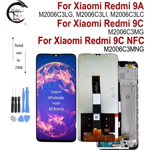 LCD + Frame For Xiaomi Redmi 9A 9C LCD M2006C3LG Display M2006C3MG Screen Touch Sensor Digitizer Assembly Redmi9A Screen 6.53"