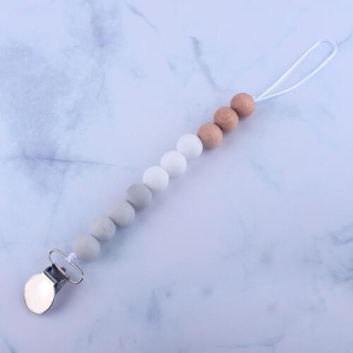 1pcs Pacifier Clip Baby Silicone Teething Beads Paci Holder Soothie Clips Teether Toy Chewbeads Baby Birthday Shower Gift