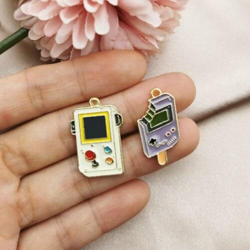 10pcs Enamel Playing Game Machine Metal Charms Pendant Earrings Floating DIY Fashion Jewelry Accessories High Quanlity