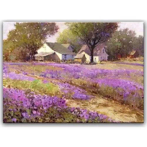 100% hand painted oil painting Home decoration high quality landscape knife painting pictures DM16072101
