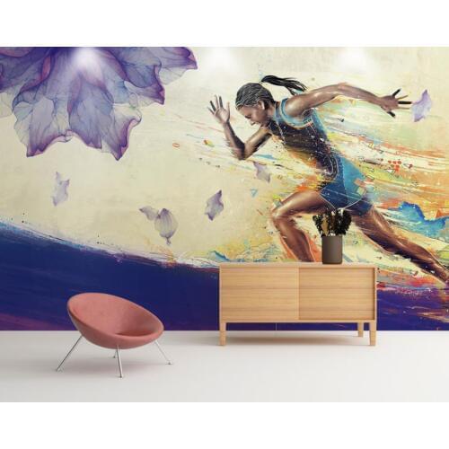 Customize 3d wall murals wallpaper 3d Gym running oil painting living room 3d TV background wall paper